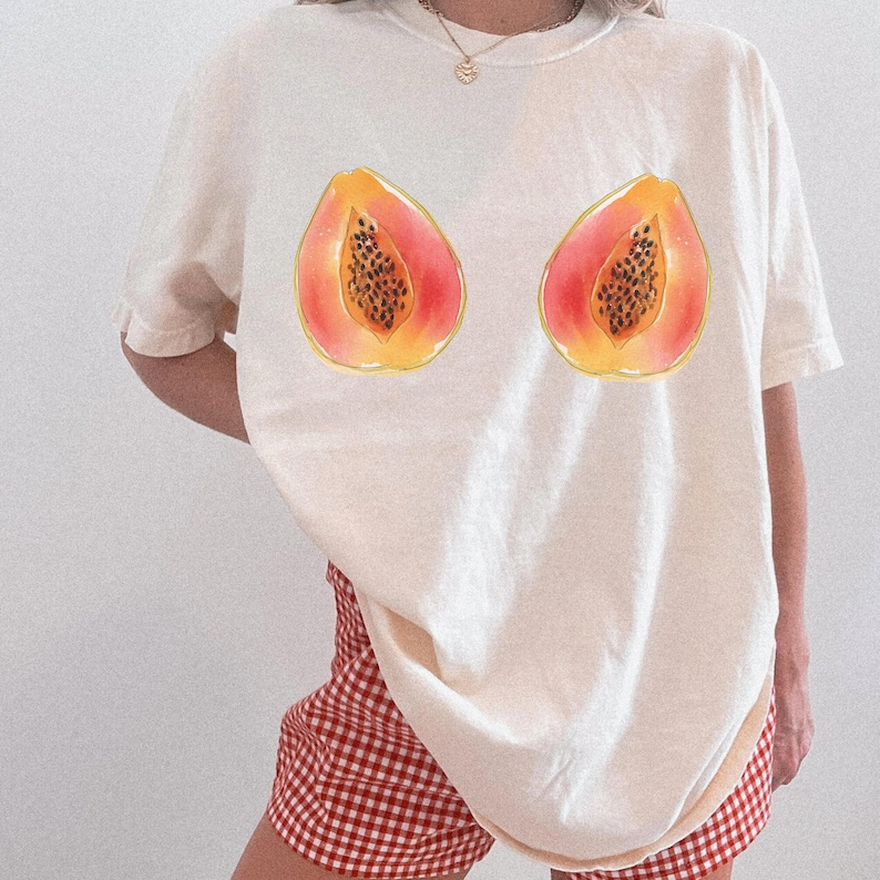 Papaya Shirt Summer Graphic Tee Summer Fruit Tshirt Beach Cover-Up Coastal Aesthetic Shirt